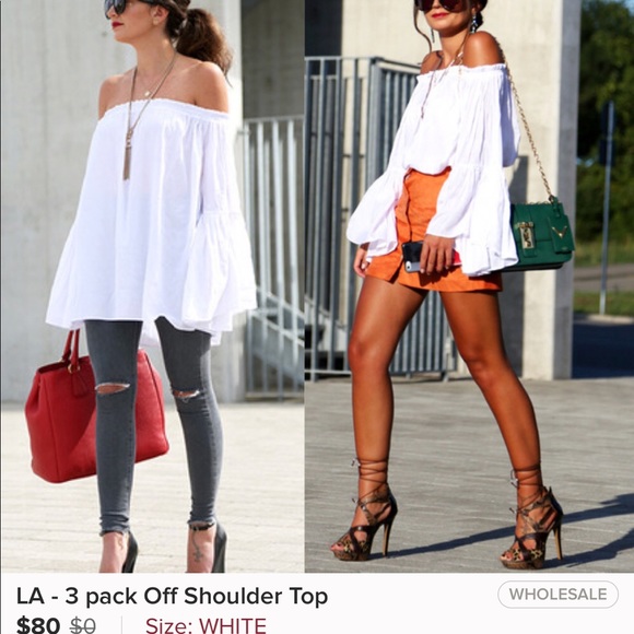 White Off Shoulder Top - Picture 2 of 8